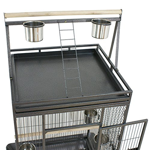 68 inch Iron Bird Cage, Play Top Parrot Cage with Rolling Stand for Parrot Cockatiels Parakeet Cage Macaw Finch Cockatoo Perch Pet House, Black - size: 68 inch