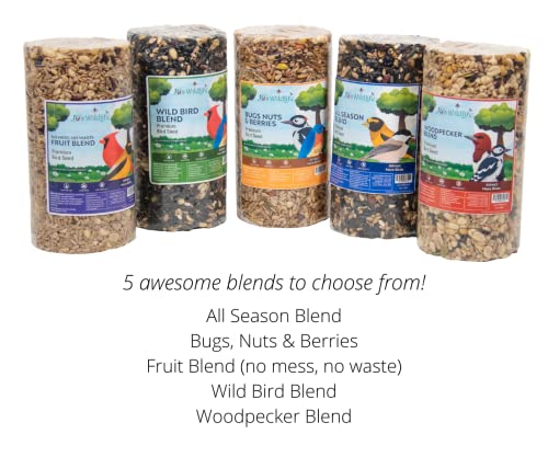 JCs Wildlife Woodpecker Blend Bird Seed Cylinder with Hole, Peanuts Pecans Pumpkin Seeds Berries, No Filler Wild Bird Food for Outside Feeders, Made in the USA, 1 Count (Pack of 12) - size: 1 Count (Pack of 12)