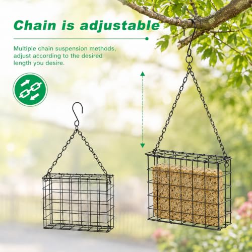 3Pcs Outdoor Suet Cage Bird Feeder, 5.4 x 4.92 x 1.77 Suets Hanging Bird Feeder, Single Suet Cake Capacity, Fruit Holder Style Suet Nugget Feeder for Garden Yard Outside Hanging