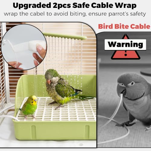 Automatic Parakeet Bird Bath with Pump & Control Valve for Tame Birds | Large Bird Shower Fountain Indoor Bathtub, Parrot Bath Tub Faucet for Pet Birds, Cockatiel, African Grey, Conure, Lovebird - color: Green with Control Valve