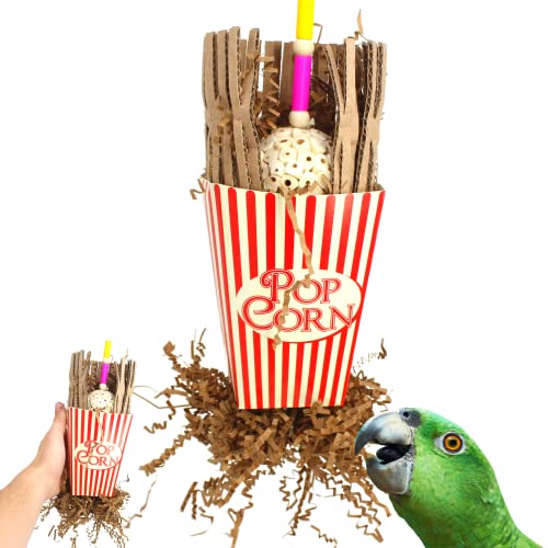 Bonka Bird Toys 2319 Sola Popcorn Medium Large Bird Toy Popcorn Paper Cardboard Rope Sola Atta Forage Chew Amazons Conure African Greys and Other Similar Birds