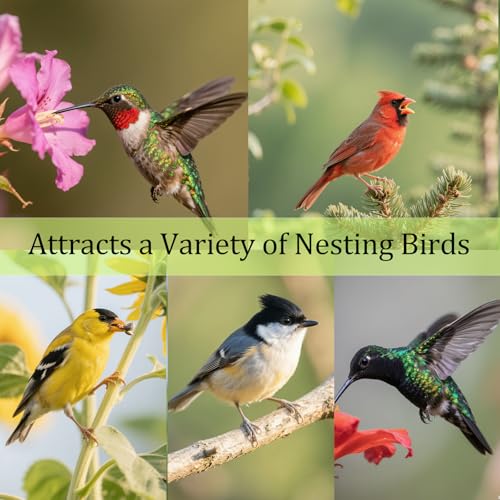 Bird Nesting Material Holder Hummingbird Nesters Natural Wool for Wild Birds Nesting Station Bird Watching Gifts for Patio Garden Outdoor