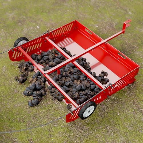 Efficraft Replaces Manure Fork 2-in-1 Manure Scoop & Tow Behind Trailer, Yard Sweeper for Horse Manure - Heavy Duty Drag Manure Collector, | 2-in-1 manure scoop and tow-behind trailer with tow-ball and drawbar pin connections for paddock and yard cleanup.