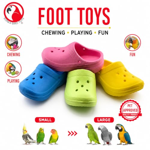 Bonka 2183 PK6 Mini Sandals 3" Soft Bird Foot Toys 6 Pack Chew Toy | Soft colorful foot toys with 5 attachment holes for DIY bird toy customization and enrichment - size: (6) Sandals