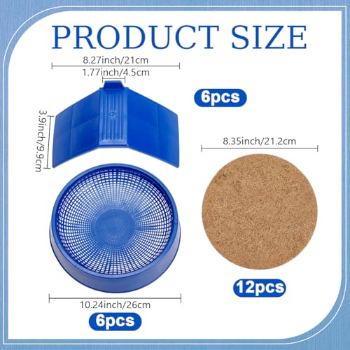 24Pcs Pigeon Supplies Set 6Pcs Plastic Pigeon Nest Bowl with 12Pcs Dove Rest Stand 6Pcs Round Coconut Fibre Pigeon Nest Mat for Parakeet Chicken Pigeon Hatching Bedding Accessories