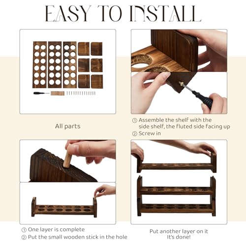 Wooden Egg Holder for Countertop 3 Layer Rack for 36 Eggs Stackable Storage Tray Organizer Rustic Home Kitchen & Country Decor Uneven Color Crafts, Need to Assemble