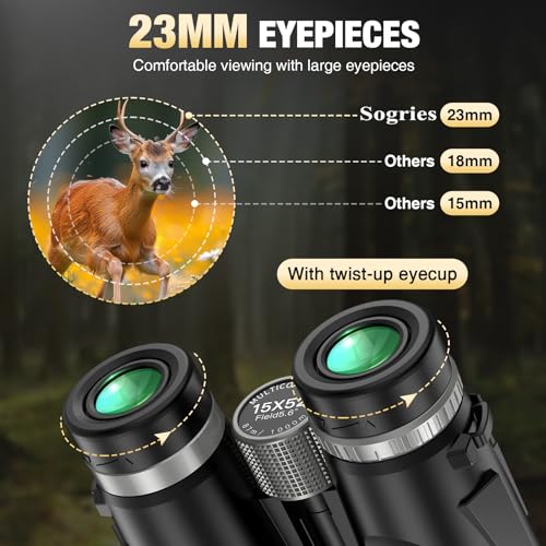 15x52 High Power Binoculars for Adults Hiking Safari Travel Sports | Bright BAK4 Prism,FMC Lens,Shockproof,Waterproof,Fogproof for Stargazing