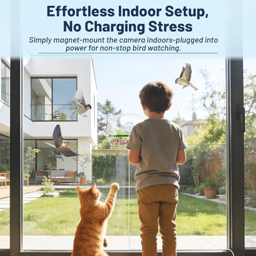 Window Bird Feeder with Camera, 1080P HD Birds Feeder with Night Vision, Real-Time APP Control, Weatherproof Clear Acrylic Birdhouse for Window, Bird Watching Gifts for Nature Lovers