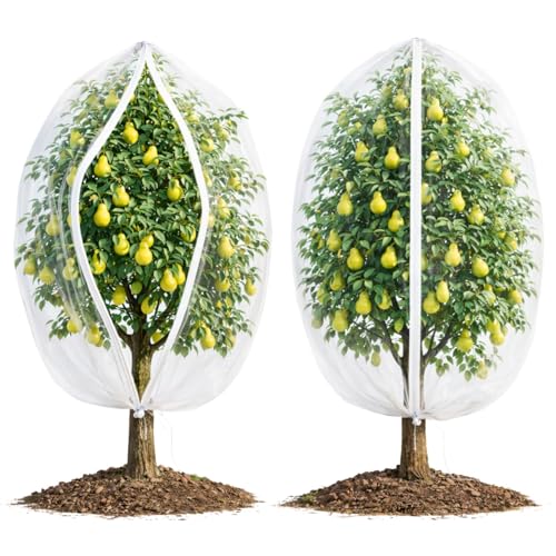 Fruit Tree Netting Cover with Zipper & Drawstring, 2 Packs 10ft x 10ft Insect Bird Barrier Netting for Garden Protection, Ultra Fine Mesh Garden Netting Pest Barrier, Extra Large - size: 10 x 10 ft(2 Packs)