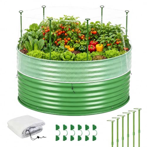 Garden Netting Kit for Raised Beds, 2.3 x 2.3 FT Fine Mesh Plant Cover with Support Stakes & 8 Clips, Wind-Resistant Insect Bird Barrier for Seedlings, Vegetables, Fruits & Patio Planters - size: 2.3×2.3 FT-Round Shape