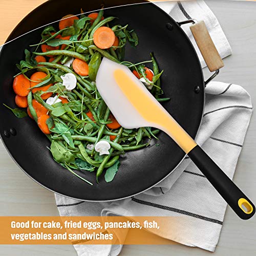 Patelai 2 Pack Silicone Omelette Spatula Turner, Red Yellow | Flexible Egg Flip Tool for Non-stick Pans, Nylon Core Silicone Material, Heat Resistant, Flip Fold Omelets Pancakes Crepes