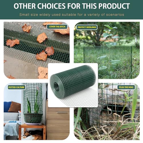 Hardware Cloth 1 inch 48in x 100ft Chicken Wire, Green Garden Fence, 17 Gauge, Vinyl PVC Coated Metal Welded Wire Mesh for Preventing Snakes, Raccoons, Foxes, Poultry Netting - size: 1inx48inx100ft