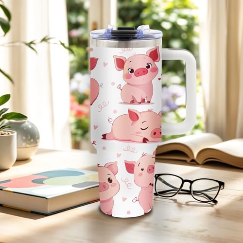 DUUV Cute Pig Tumbler 40oz, Insulated Pig Lover Gift for Women | Pink Just a Girl Who Loves Pigs Tumbler Leakproof, Pigs Gift for Animal Lovers, Christmas Birthday Gift for Girl, 1 Pack - color: Girl Loves Pig