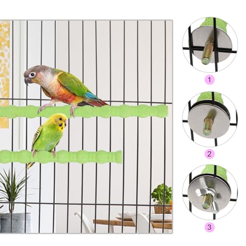 Hypeety 2PCS Bird Wood Perch Stand Parrot Paw Grinding Stick Toy Pet Bird Cage Stand Platform for Bird Parrot Budgies Parakeet Cockatiels Cage Accessories (7in/10in) (Green) - color: Green