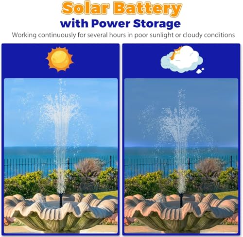 Solar Fountain for Bird Bath, 2026 Upgraded 2.5W Solar Bird Bath Fountain Pump with 6 Nozzles, Floating & Standing Solar Water Pump for Bird Baths, Garden, Pond, Pool, Outdoor