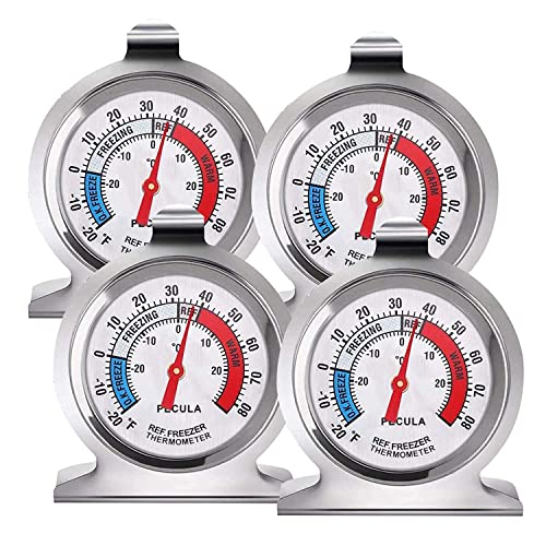 4PACK Refrigerator Thermometer -30-30 deg C/-20-80 deg F, Classic Fridge Thermometer Large Dial with Red Indicator Thermometer for Freezer Refrigerator Cooler - size: 4 pack