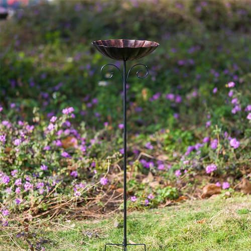 Metal Bird Baths for Outdoors | 39" H Birdbath with 10 Inch Bowl, Standing Bird Bath & Bird Feeder for Outside Garden Patio Yard Lawn Decor, Copper - color: Brown