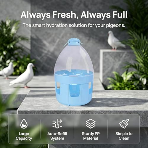Pigeon Automatic Water Feeder, 4L Hanging Bird Waterer for Pigeons, Quail, Parakeets and Poultry, PP Cage-Mounted Drinker - color: 4L