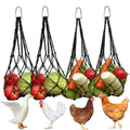 Chicken Vegetable Fruit Hanging Feeder 4Pcs, Reusable String Bag with Hook for Chicken Coop Toys, Poultry Feeding Tool for Hens,Duck,Goose(Black) - color: Black