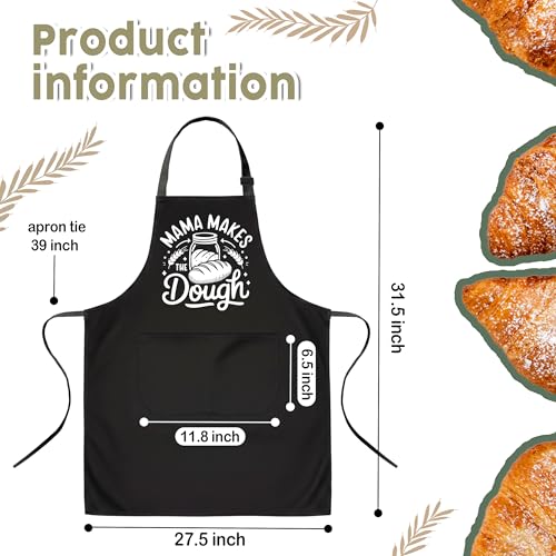 Mama Makes the Dough Sourdough Apron for Women with Large Pockets - Funny Baking Aprons, Adjustable Professional Kitchen Apron for Bread Making, BBQ - Unique Sourdough Gifts for Bakers & Moms - C17 - color: Mama Makes the Dough