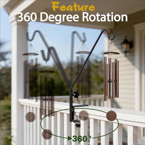 15 Inch Deck Hooks Hanger for Railing 2 PCS, 360° Swivel Adjustable | Heavy Duty Solid Shepherds Hooks for Outdoor Hanging Plants, Deck Hook for Bird Feeder, Railing Plant Hanger Bracket Outdoor - size: 15Inch -2PCS
