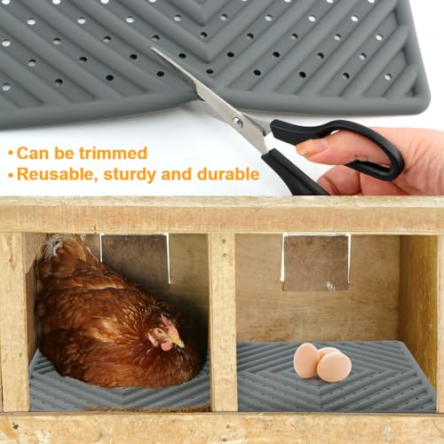 4Pcs Washable Chicken Nesting Box Pads for Laying Eggs, Reusable Bedding Nest Box Liners, Nesting Pads for Chicken Coop, Grey 12''x12''