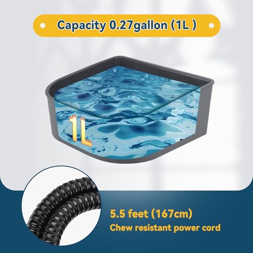 Heated Water Bowl for Cats Rabbits, Hanging Dog Heating Dish for Cage Kennel Anti-Freeze, No Spill Heated Bowl for Rabbits Chickens Birds Small Animals, Indoor/Outdoor Use, 1L - size: 1 L