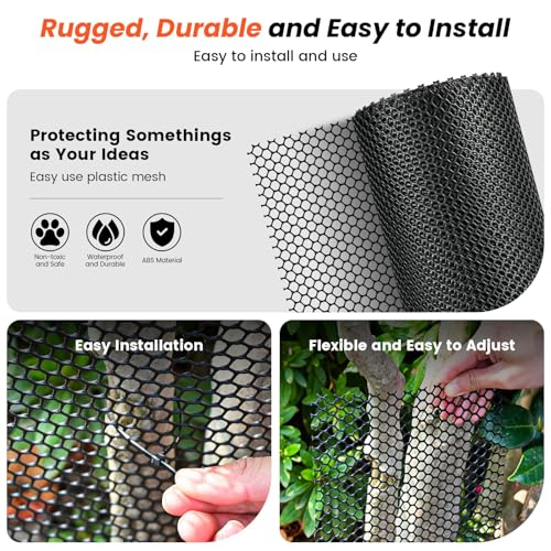 Toolterritary Plastic Wire Mesh 36IN x 100FT Chicken Wire Fencing for Floral Arrangements, Chicken Wire Mesh for Crafts with 100 Pcs Zip Ties,Gaden Netting for Dogs, Deers, Poultry - color: Black, size: 36IN x 100FT