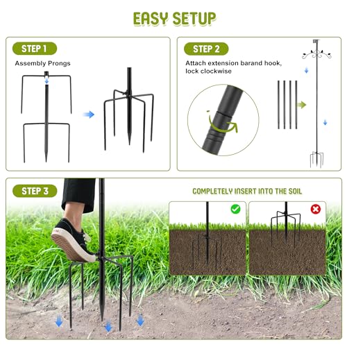 ERYTLLY Bird Feeder Pole Stand, 91 Inch Bird House Pole with 5-Prong Base Shepherds Hook for Hummingbird Feeders, Adjustable Bird Feeder Stand with Water Bowl Metal Mesh Tray for Outdoor Garden Decor - size: 91 in with Hooks and Feeders Kit