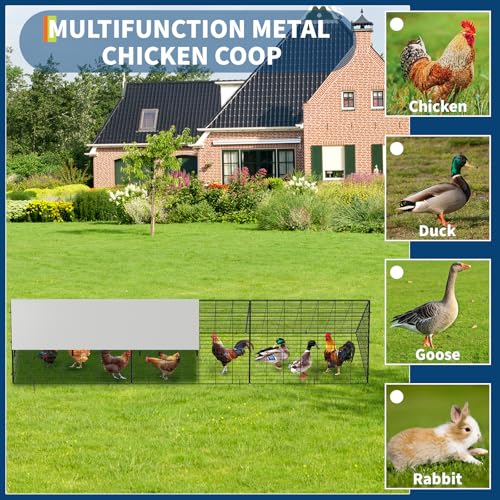 GarveeLife Metal Chicken Tunnel with Waterproof & Anti-UV Cover, Chicken Run for Yard, Outdoor Backyard Farm, Portable Chicken Coop for Hens, Ducks, Rabbits, 118.1x28x24.2 inch - size: 40.2"L x 29.1"W x 1.4"H