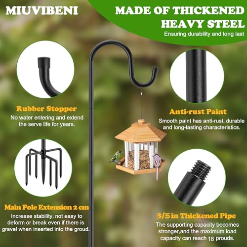 Shepherds Hooks for Outdoor with 7 Base Prongs, 72 Inches Heavy Duty Garden Bird Feeder Pole for Hanging Lantern, Plant Baskets, Solar Light Lanterns, Outdoor Plant Hanger Hook,1 Pack - size: 72in-1pcs