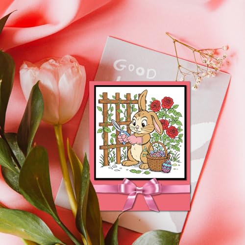 GLOBLELAND Cartoon Gardener Bunny Clear Stamps and Metal Die Cuts Spring Easter Rabbit Transparent Stamp Cute Animals Cutting Dies for Card Making Embossing Scrapbooking - style: Gardener Bunny