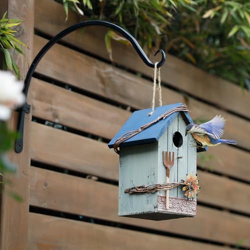 Worth Garden 6-Pack 14" Plant Hanger Bracket - Hand-Forged Wrought Iron Powder-Coated Heavy Duty Wall Hooks - Black Curved Plant Hanging Hooks for Bird Feeders, Flower Baskets, Indoor & Outdoor Use - size: 14" Length