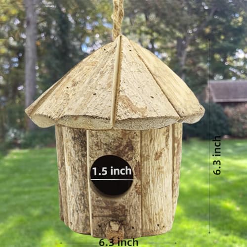 Wooden Birdhouses for Outside, Hanging Birdhouse, Cardinal Bird House Nesting Box, Natural Wood Bluebird Houses for Outdoors Finch Bluebird Cardinals, Garden Decoration
