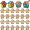 DoubleFill 24 Pack Wooden Bird Houses Painting Craft Kit Unfinished DIY Wood Birdhouses to Build and Paint for Summer Arts and Craft Projects Class Parties Birthday Party Favors