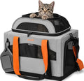 Pecute Cat Carrier,Top Expandable Dog Crate for Travel, Grey | 5mm Anti-Collapse Steel Frame, Soft Mesh, Vet Visits, Foldable Travel Crate,Outdoor Hammock, Leakproof Pee Pad & Bowl - color: Grey