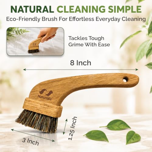 All-Natural Grout Brush Set | Wooden Cleaning Brush for Tile and Floor | Durable Floor Scrubber for Bathroom and Kitchen | Eco-Friendly Household Cleaning Tools - size: Pack of 1