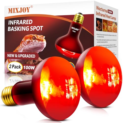 MIXJOY 100W Infrared Heat Lamp Bulbs, 2 Pack Reptile Infrared Heat Emitter Red Heat Lamp Bulbs Infrared Basking Light Bulbs for Reptiles, Bearded Dragon, Lizard, Tortoise, Chickens, Pets - style: 100W Infrared Bulbs