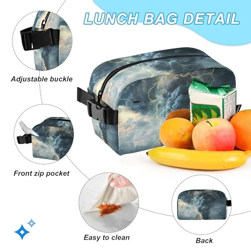 Lightning Tornado Grey Backpack with Lunch Bag, School Travel Backpack for Teens Boys Girls Backpacks Set - color: Grey and Brown