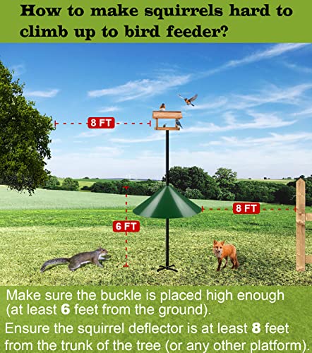 19 Inch Wide Squirrel Baffle for Bird Feeder Pole, Outside Pole Mount Stopper & Bird House Guard for Outdoor Shepherd’s Hook, Green, 1 Pack - color: Green