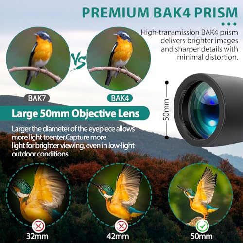 10-30x50 Zoom Binoculars for Adults High Power, Low Light Night Vision, BAK4 Prism with FMC Lens, Waterpoof, HD Professional Binoculars for for Bird Watching Hunting Travel Concerts & Sports - size: Black(10-30X50)