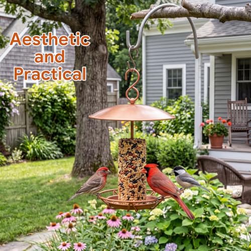 2 Pcs Cylinder Bird Feeder Outdoor Seed Cake Feeder Metal Suet Cake Holder Backyard Wild Bird Feeding Feeders for Outdoors Garden (Brown) - color: Brown