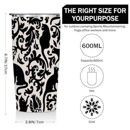 Cat Gifts 20 oz Tumbler, Cute Cat Stainless Steel Insulated Water Bottle | Cats Themed Insulated Travel Coffee Mugs, Cat Lover Gifts for Women Mom Girls Christmas Birthday Gifts - color: Multi 1352