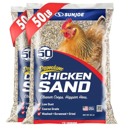 Sun Joe 2 Pack Chicken Coop Sand Natural Mineral Poultry Bedding, 50 lb Bag | Coarse Grade Poultry Bedding, Washed, Screened & Dried Habitat Supplies - size: 2 Pack