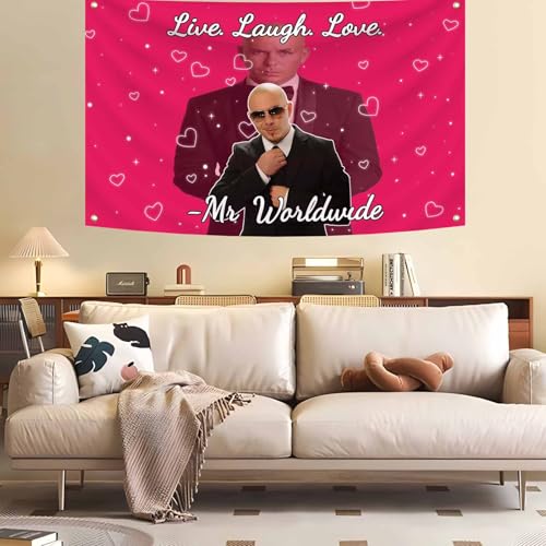 Live Laugh Love Pink Flag 3X5 Feet Mr Worldwide Banner College Dorm | Living Room,Man Cave Frat Wall Outdoor Decor,With 4 Brass Grommets - color: G6