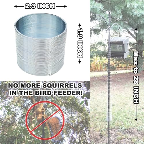 3 Pcs Outdoor Squirrel Baffle - Metal Spring Device, Anti Squirrel Barrier - Spring Coil Guard, Bird Feeder Accessories for Bird Feeder Poles Protect Seed - color: Silver