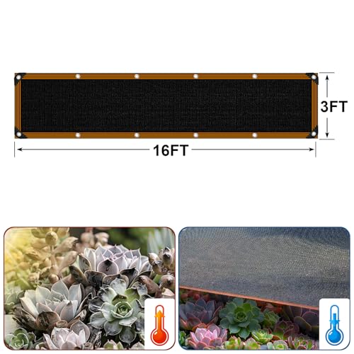 Shade Cloth - for Garden 90% Plant Shades Mesh Tarp with Grommets Outdoor Sun Shades Netting for Chicken Coop Greenhouse Vegetables Pergola Patio Cover - size: 3×16FT