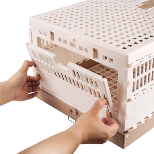 Plastic Foldable Pigeon Cage with Handle, M, Three Doors | Portable Bird Travel Carrier Cage, Pigeon Cage Pairing Cage, Pigeon Nest Box Easy to Clean for Training Release Competition - size: 16.9"L x 11.0"W x 9.4"H