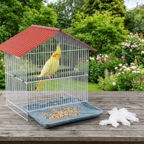 Disposable Bird Cage Liners, 50Pcs Elastic Plastic Birds Cage Tray Liners, Waterproof Birds Cages Tray Liner, Universal Birdcage Liner Bags for Parakeets, Parrots, Bird Cages Accessories(13.7" x 9.8")