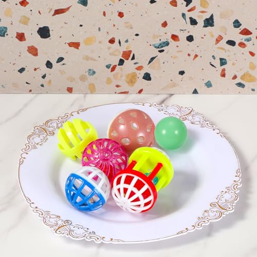 6 Pcs Foraging Ball Bird Toys, Feeder Toys, Foot Talon Toy, Chewing Training Rattle Bell Balls, Parrot Cage Toys for Parakeets, Cockatiels, Conures, Love Birds and Other Small to Medium Birds